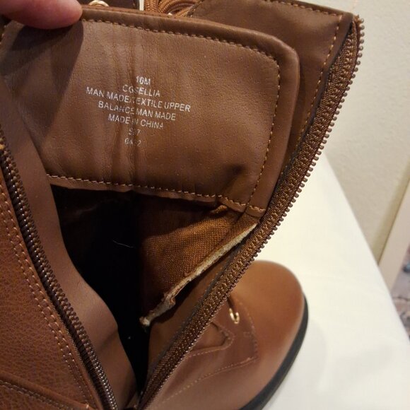 GBG Los Angeles Brown Boots NWOT High Heeled Combat Size 10M - Picture 12 of 13